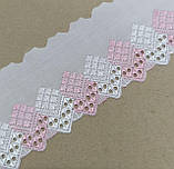 Мереживо прошва біле з рожевим ширина 8,5см, фото 2