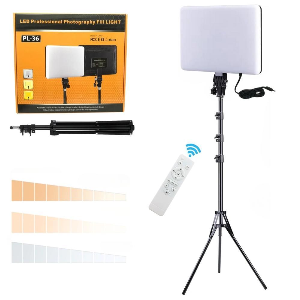Світлодіодна прямокутна лампа для фото відео 36х25 см PL-36 з пультом та штативом 2м для блогерів візажистів, фото 1