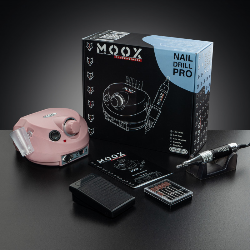 Фрезер Moox Professional X500 на 45 000 об/хв. та 65W. для манікюру та педикюру (Рожевий), фото 1