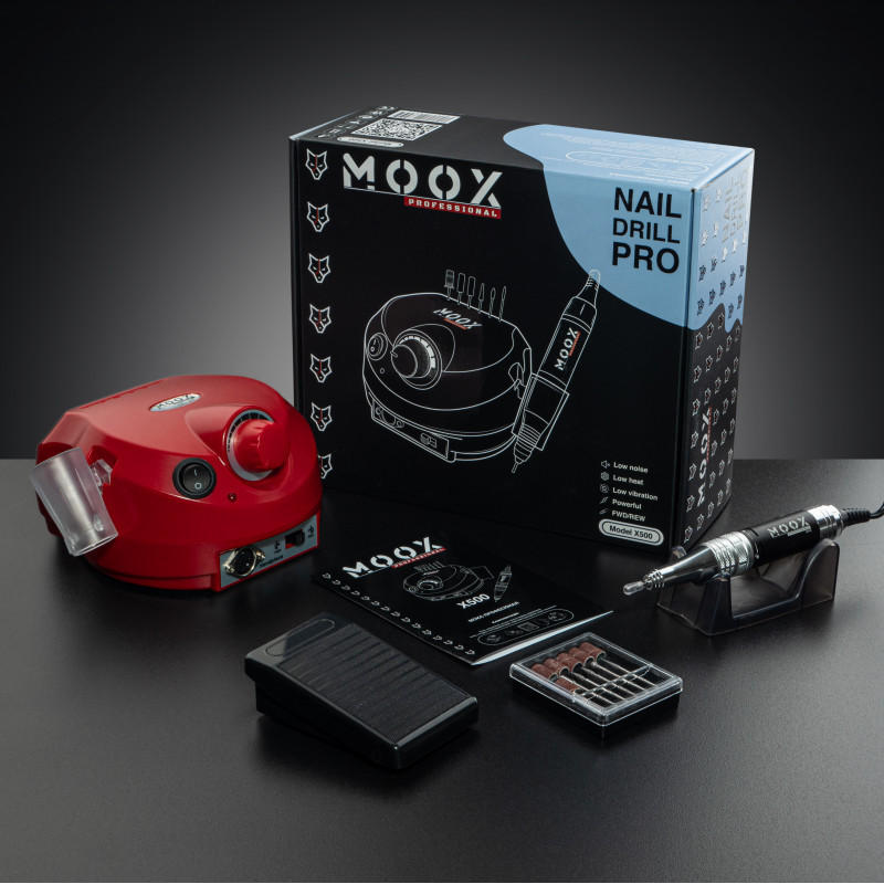 Фрезер Moox Professional X500 на 45 000 об/хв. та 65W. для манікюру та педикюру (Червоний), фото 1
