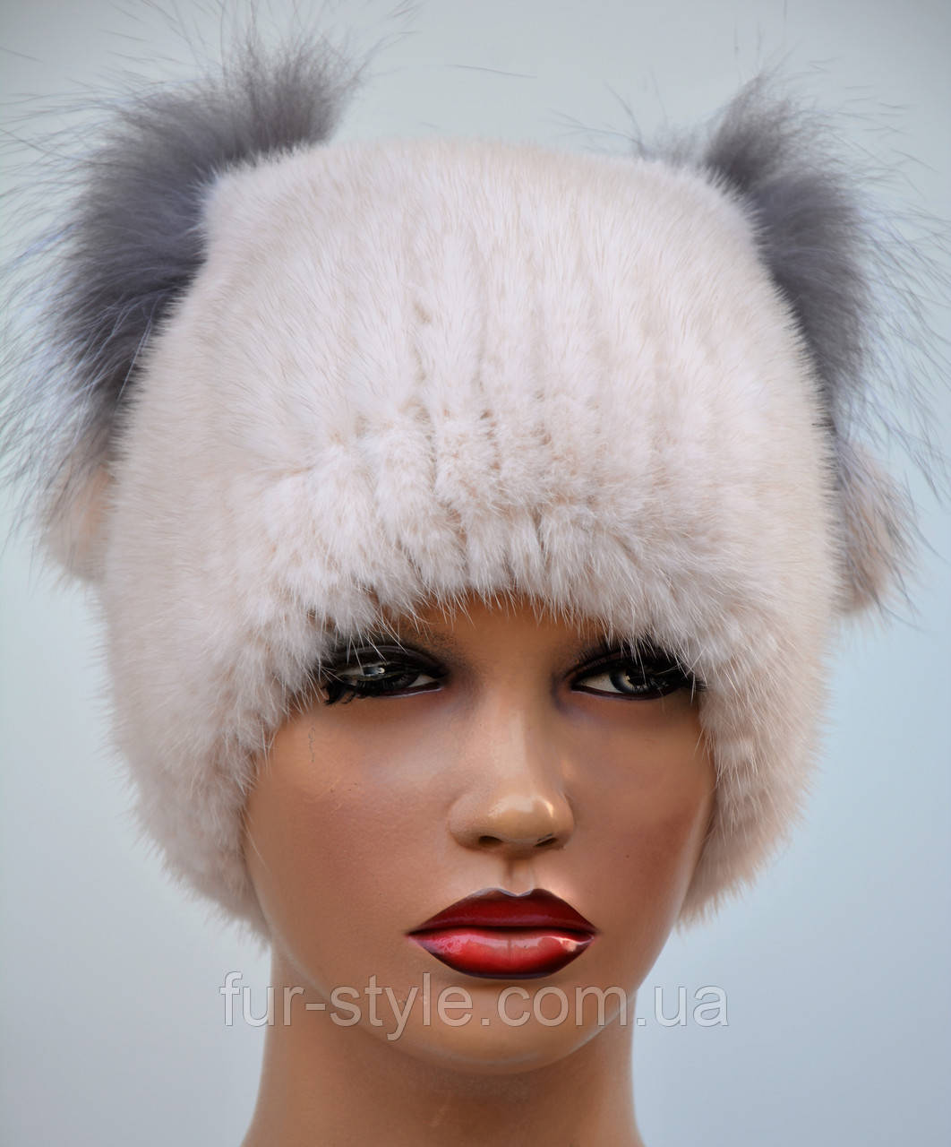 Женская вязаная норковая шапка "Кися" по выгодной цене от компании ...