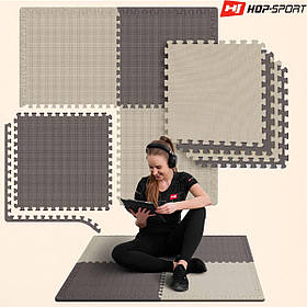 Килимок-пазл універсальний нековзний EVA 1cm HS-A010PM — 4 частини для тренувань/бежево-коричневий