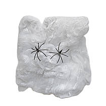 Прикраса біла павутина з павуками 20 г Хелловін