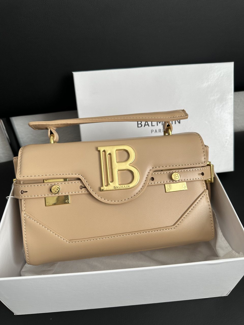 Жіноча сумка Бальман бежева Balmain Beige, фото 1