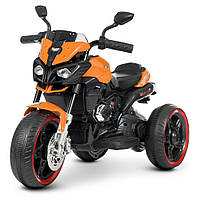 Детский электромотоцикл BMW на аккумуляторе с музыкой и подсветкой колес Bambi M 4533-7 Оранжевый