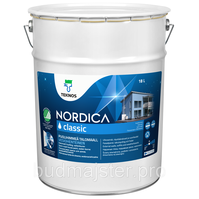 Фарба TEKNOS NORDICA CLASSIC напівматова, 18 л. Б1