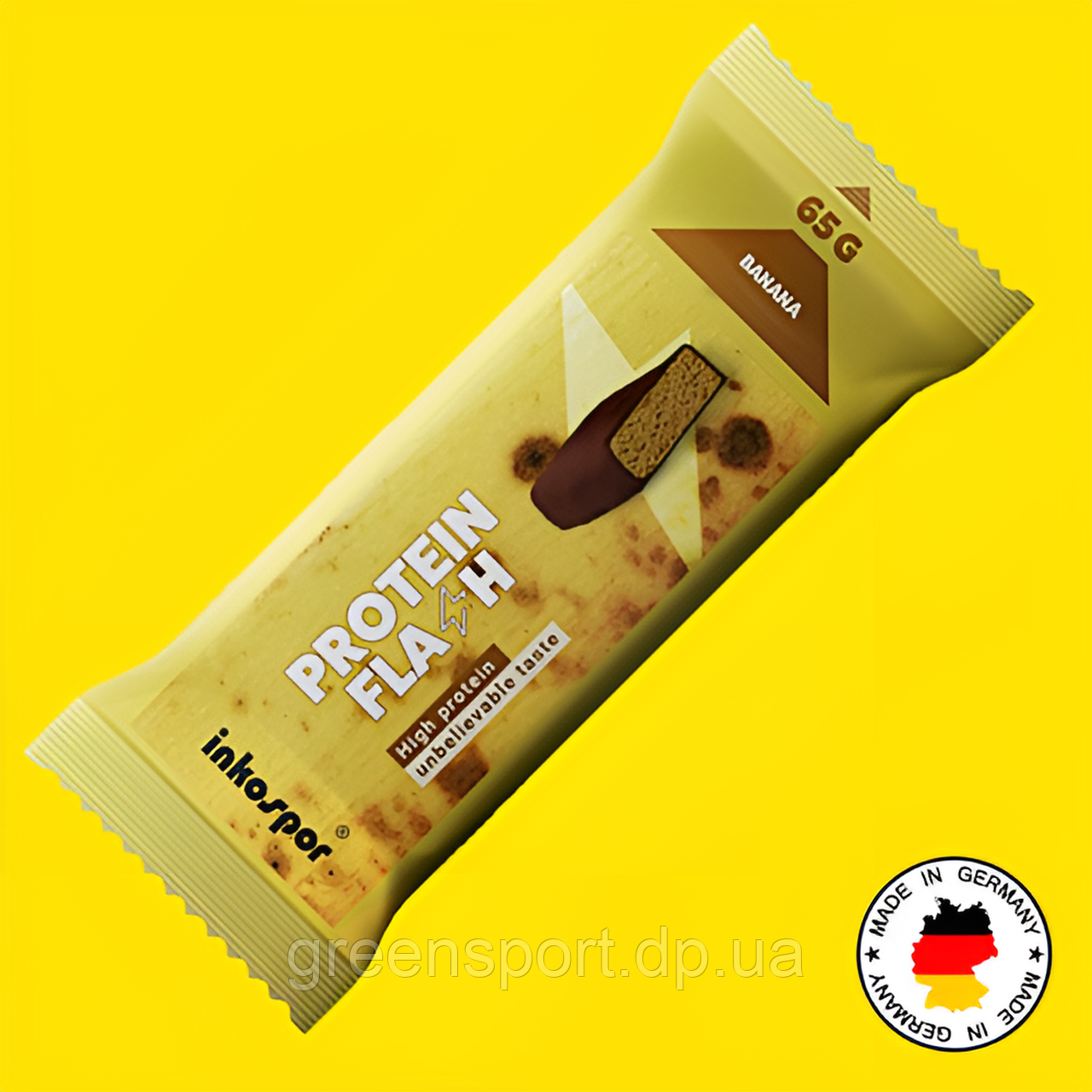 Inkospor Protein Flash смак банан 65 г, білково-вуглеводний батончик, протеїни, молочний білок