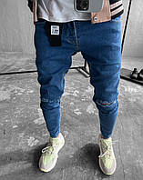 Мужские базовые джинсы зауженные (синие) 6779 молодежные удобные повседневные для парней 32