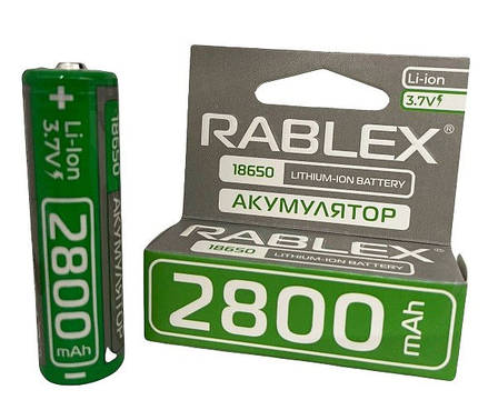 Літій-іонний акумулятор 18650 З захистом Rablex 2800 mAh 3.7 V (Li-ion) Original, фото 3