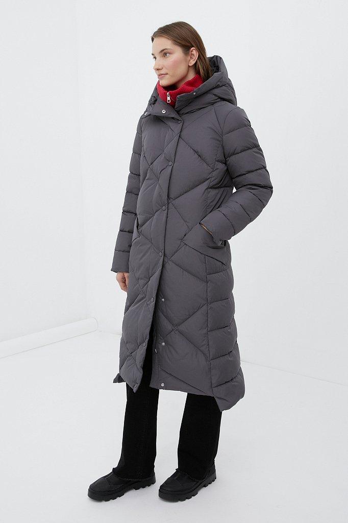 Довгий жіночий пуховик Finn Flare FWB11066-202 темно-сірий S, фото 1