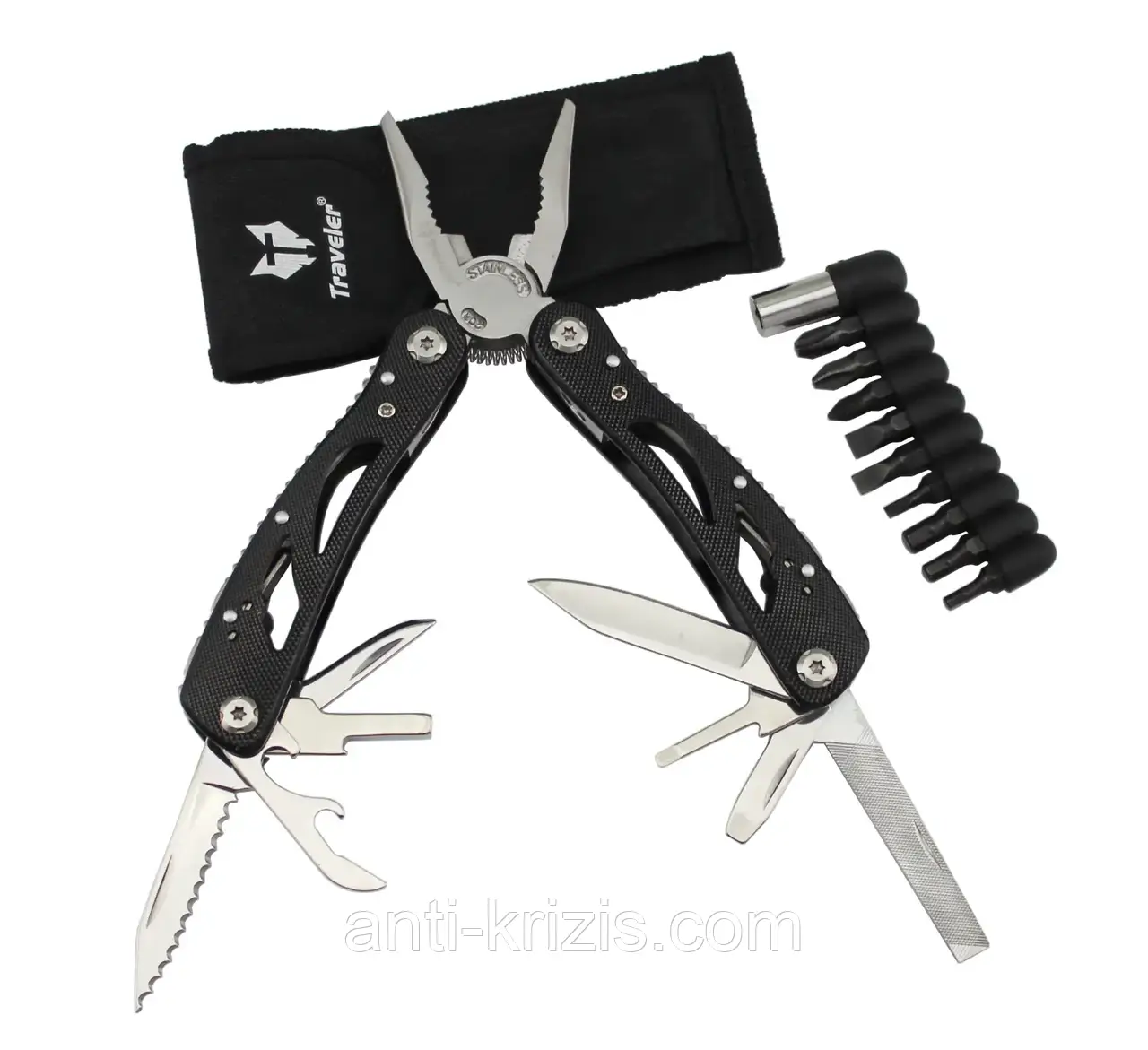 Мультиінструмент (мультитул) Traveler MT629 Чорний + чохол!