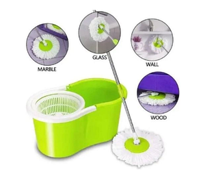 Комплект для прибирання Турбо швабра з відром Spin MOP 360, зелений, фото 3