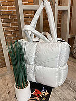 Женская стеганая дутая сумка в расцветках, дутик, сумка на молнии, стильная сумка, модная сумка Белый