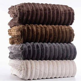 Плед велсофт 150х200см. полуторний Плед-покривало на ліжко Королівська смужка