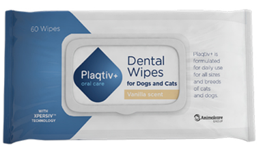 Серветки для догляду за зубами та яснами собак Plaqtiv+ Wipes Vanille 60 шт