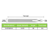 Гравировальная фреза 3.175*30*0.5