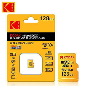 Карта пам'яті MicroSD Kodak 128Gb U3 UHS-L V30 A1 Class 10 Memory Card MicroSDXC (Up to 100MB/s)