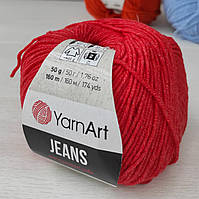 Пряжа YarnArt Jeans №26 червоний (Ярнарт джинс, напівбавовна)