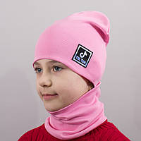 Детская шапка с хомутом КАНТА TikTok размер 52-56 розовый (OC-998) VA, код: 6489511