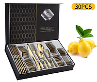 Набор столовых приборов "Spring full set gold" 30шт. Золотой на 6 персон.