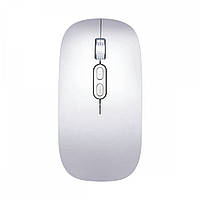 Мышь беспроводная USB + Bluetooth TRY Mouse Slim M103 1600 dpi, встроенный АКБ, серебристая