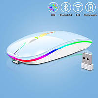 Мышь беспроводная USB TRY Mouse Slim 1200 dpi с подсв. встр. акб белая