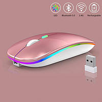 Миша бездротова USB TRY Mouse Slim 1200 dpi з підсв. вбуд. акб біло-рожева