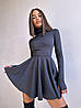 Жіноча утеплена міні сукня гольф зі спідницею-сонце трикотаж рубчик Smb8709, фото 9