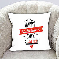 Подушка плюшевая влюбленным "День Валентина"с принтом 35х35 см,печать на подушках