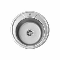 Кухонна мийка з нержавіючої сталі Platinum 490 (0,6/170 мм) сатин, кругла мийка для кухні