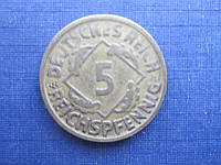 Монета 5 пфеннигов Германия 1924 D