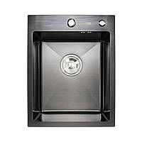 Мойка для кухни Platinum Handmade PVD черная 400х500х220 (толщина 3,0/1,5 мм) из нержавеющей стали