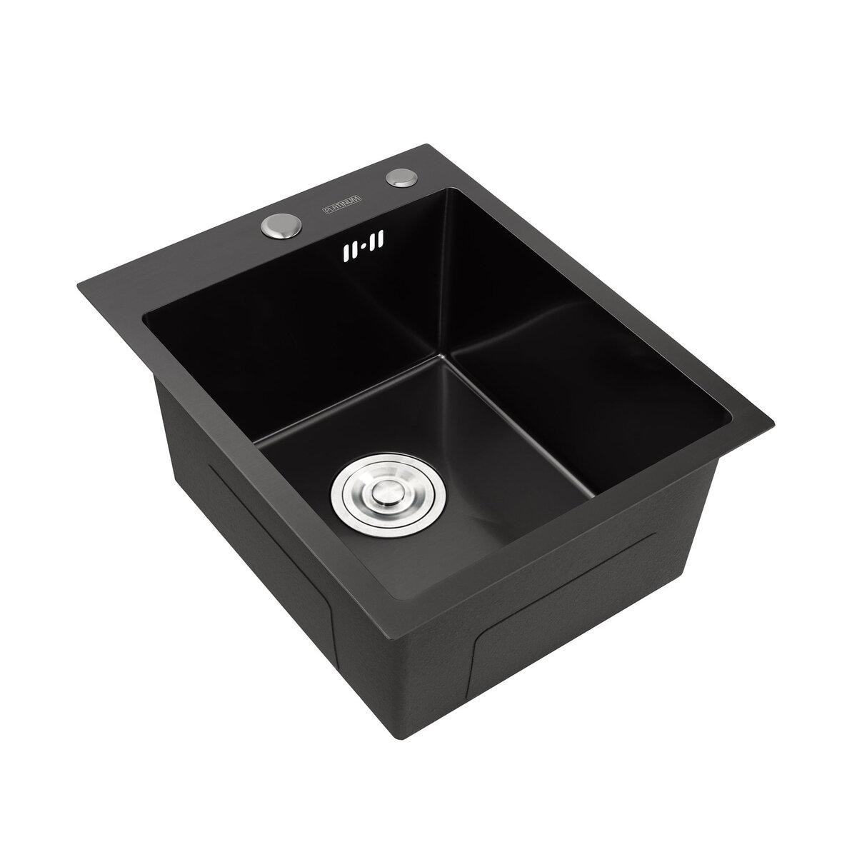 Мойка для кухни Platinum Handmade PVD черная 400х500х220 (толщина 3,0/1,5 мм) из нержавеющей стали - фото 2 - id-p1958905368