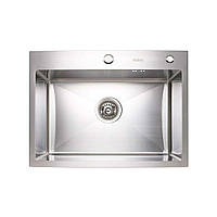 Кухонная мойка Platinum Handmade 600х450х220 (толщина 3,0/1,5 мм) прямоугольная, из нержавеющей стали