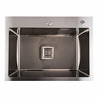 Кухонная мойка Platinum Handmade HSB 580х430х220 (квадратный сифон,3.0/1.0) коричневая, из нержавеющей стали