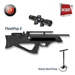 Пневматична  PCP гвинтівка Hatsan Flash-Pup S SET (з насосом та оптикою 4х32)