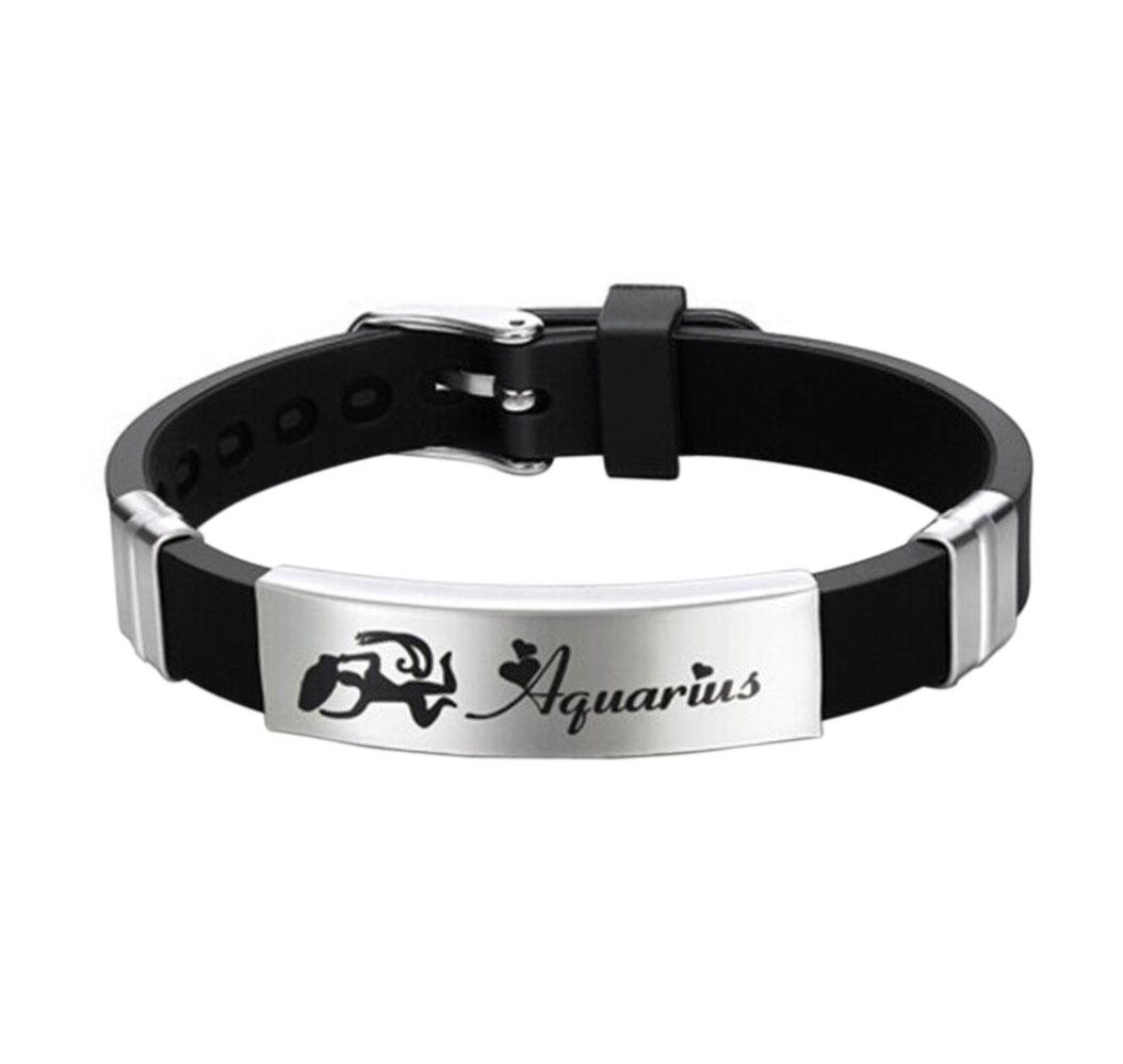 Силіконовий браслет Primo Zodiac - Aquarius (Водолій) - Black, фото 1