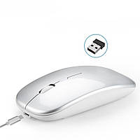 Мышь беспроводная USB TRY Mouse Slim 1200 dpi с подсв. встр. акб бело-cерая