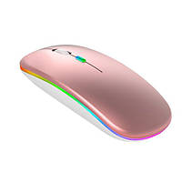 Мышь беспроводная USB TRY Mouse Slim 1200 dpi с подсв. встр. акб бело-розовая