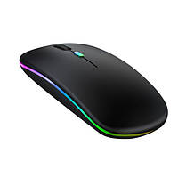 Мышь беспроводная USB TRY Mouse Slim 1200 dpi с RGB подсветкой и встроенным акумулятором черная