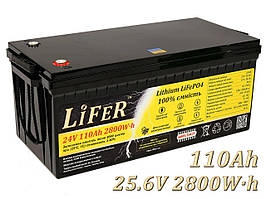 Літієвий акумулятор LiFeR 24V 110Ah 2800W·h LiFePO4. Тяговий акумулятор для інвертора.