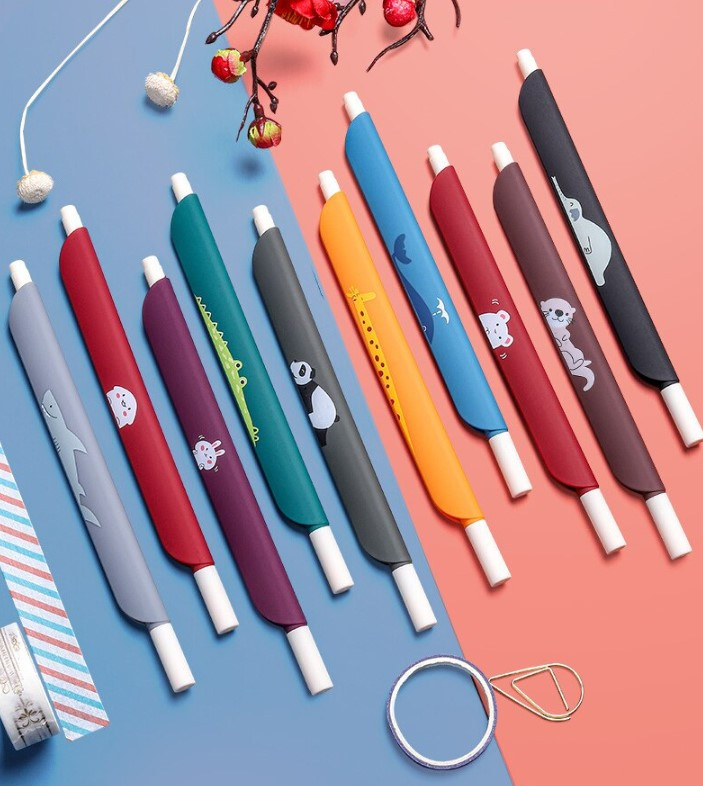 Ручка гелева з лінійкою "Звірятка", кольорові чорнила, фото 1