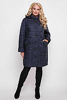 Жіноче стьобана пальто нижче коліна на осінь, колір синій, великого розміру від 52 до 64