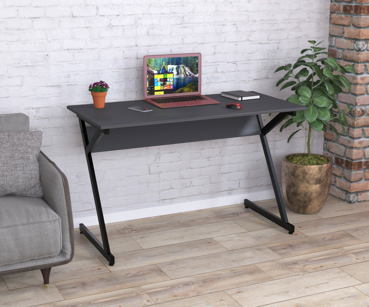Письмовий стіл L-7-120 Loft-design 120х60 см дсп антрацит, фото 1