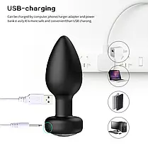 Анальне пробка з пультом дистанційного керування вібратор USB, фото 5