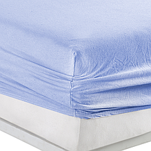 Велике натяжне простирадло 180х200 на резинці бавовна однотонна, простирадло з трикотажу міцна Блакитний