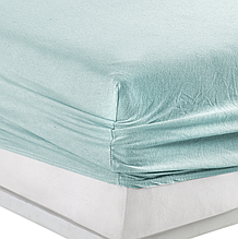 Велике натяжне простирадло 180х200 на резинці бавовна однотонна, простирадло з трикотажу міцна М'ятний