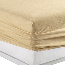 Велике натяжне простирадло 180х200 на резинці бавовна однотонна, простирадло з трикотажу міцна Персиковий