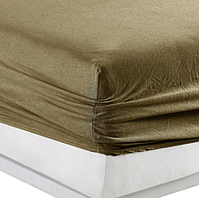 Натяжне простирадло на гумці однотонне 180 200 трикотаж святкове, простирадла на гумці Kayra Коричневий