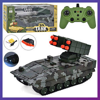 Дитяча машинка на радіокеруванні Радіокерований танк 9904 рухома вежа стріляє мякими кулями